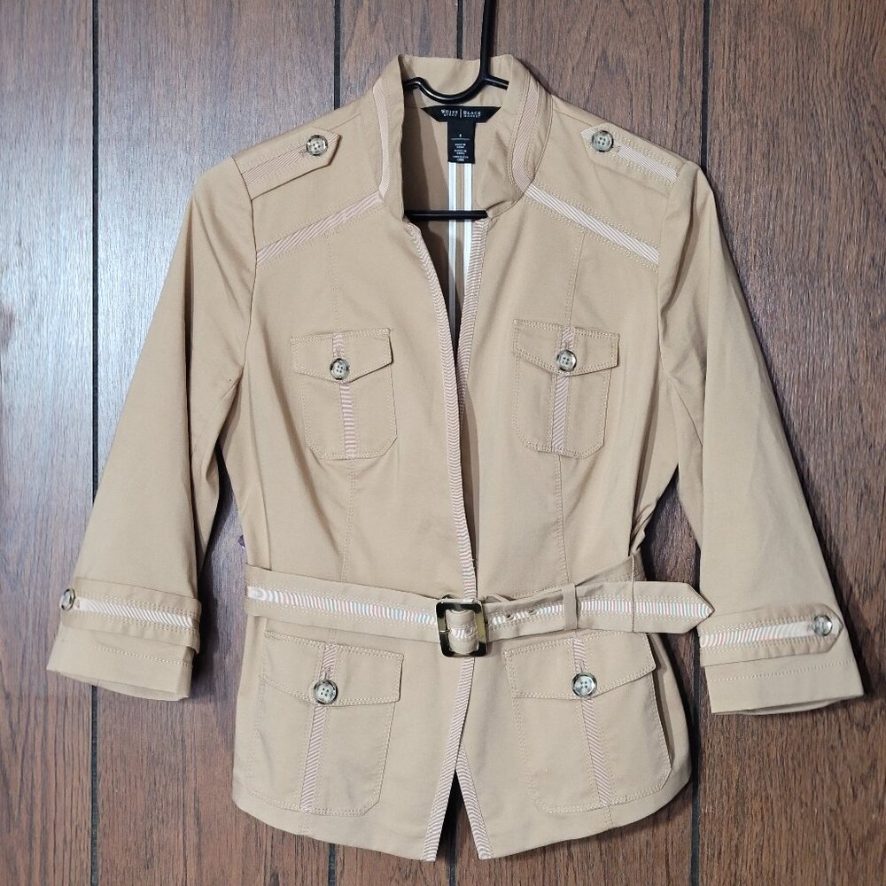 White House Black Market Elegant Military Stretch Jacket Sz 4, Chic & Versatile